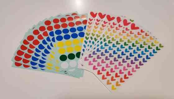 värillisiä koristetarroja sydän ja ympyrä Vaasa