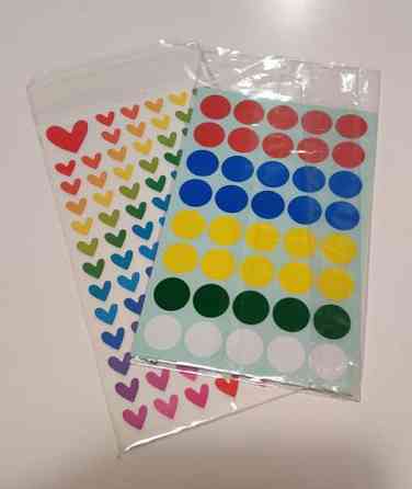 värillisiä koristetarroja sydän ja ympyrä Vaasa