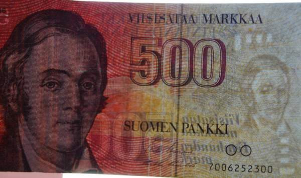 Elias Lönnrot Suomen pankki 500 markkaa 1986 ilman Litt Helsinki - valokuva 3