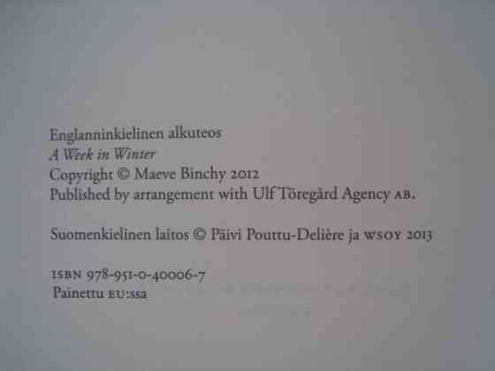 Maeve Binchy Seitsemän talvista päivää Helsinki