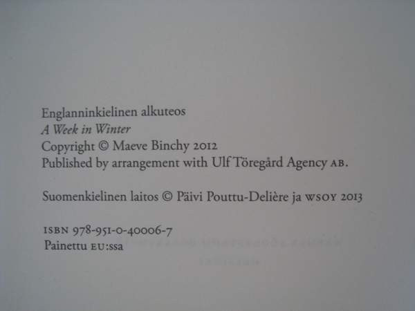 Maeve Binchy Seitsemän talvista päivää Helsinki – foto 4