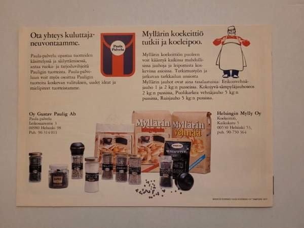 Pauligin ja Myllärin parhaat pizzat -esite (1977) Helsinki – foto 2